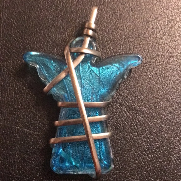 BLUE 😇 ANGEL MURANO GLASS PENDANT - Picture 3 of 4